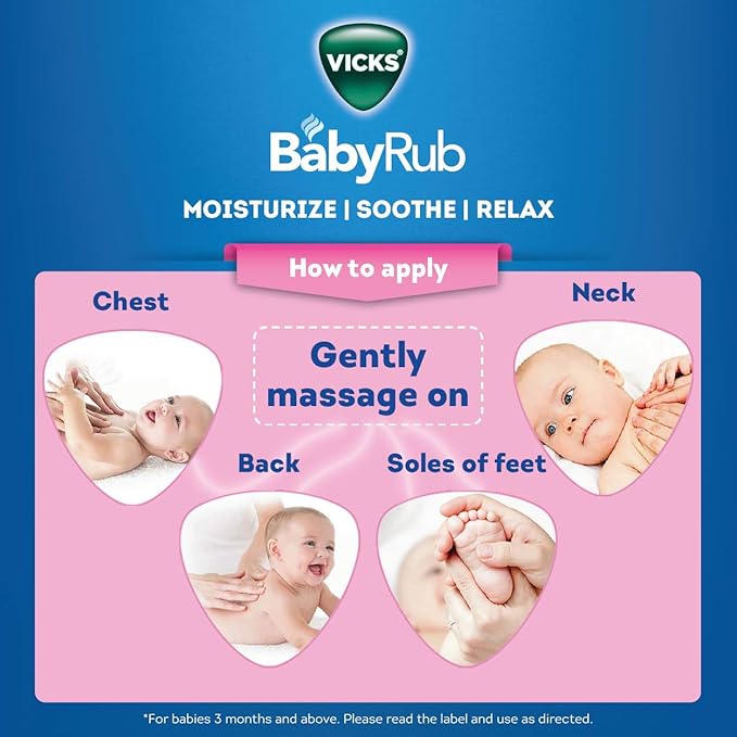 VICKS BABYRUB | Specifically for Babies-Moisturize, Soothe and Relax Your Baby | Soothing Vapor Ointment for Babies - 10ml / 25ml. 