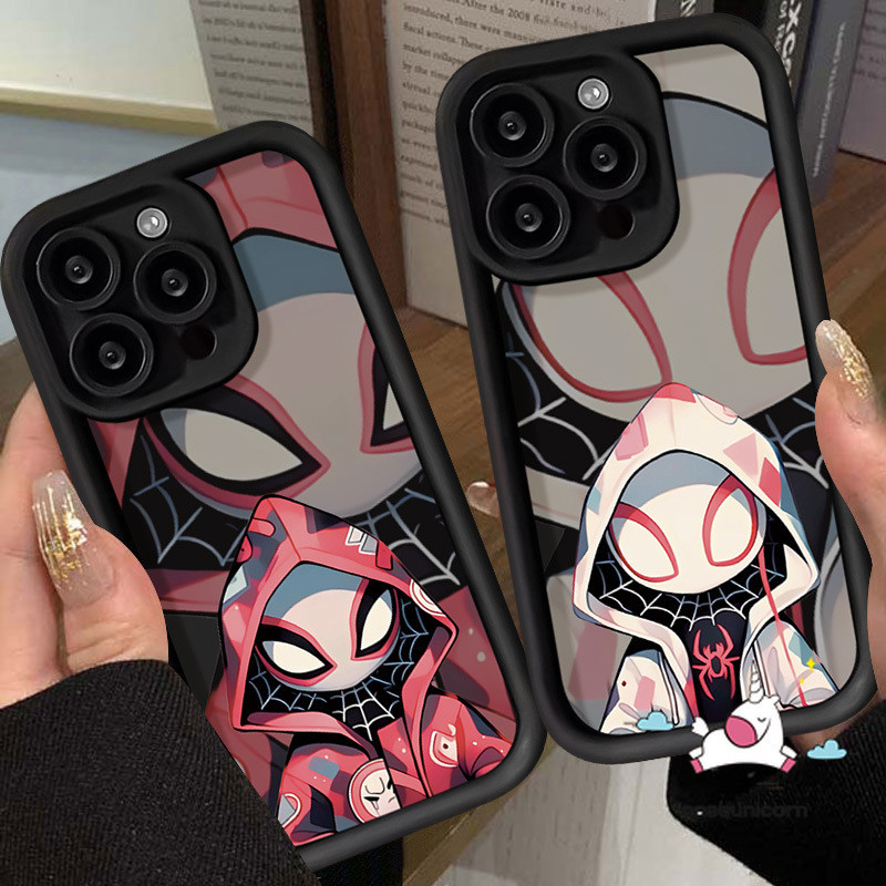 Cartoon Marvel Cool Spider-Man Couple Case For Redmi 9C 13C 12 10A 9A 9 12C A2 A1 10C 9T Note 8 10 9 11 12 10s Pro Max Poco M3 C55 X5 Mi 11 12 Lite Trend Brand Angel Eye Soft Cover
