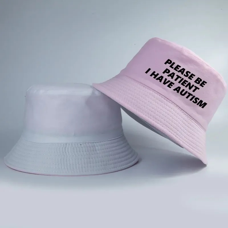Printed Please Be Patient I Have Autism Bucket Hat Men's Women's Fisherman Hat for Boy Girl Summer Outdoor Activities Panama Cap. 