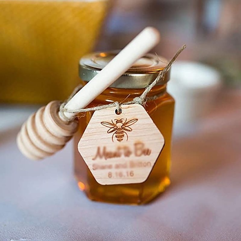 8CM Mini Wooden Honey Spoon Stick/Handheld Honey Dipper Stick/Honey Jar Long Handle Stirrer/Coffee Milk Tea Dessert Blender/Household Tableware/Kitchen Tools. 
