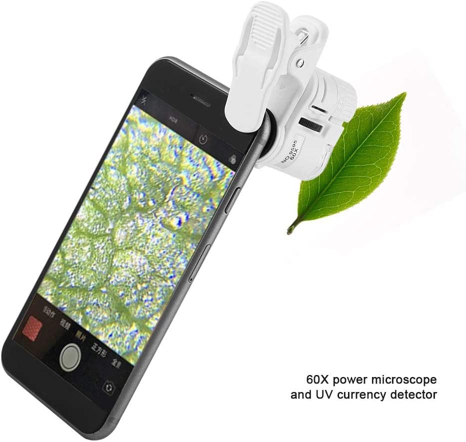 Universal Mobile Magnifying Glass Macro Lens Zoom Camera Clip 60X Digital Microscope Camera for Cell Phone with LED Light Phone. 
