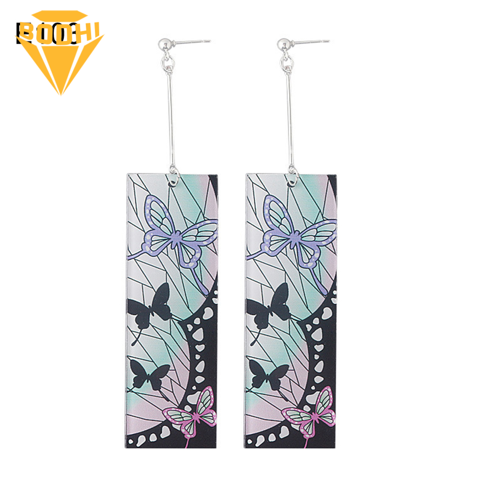 Stud Earrings Rectangle Drop Anime Design Acrylic Anime Jewelry Accessory Earrings for Daily Wear