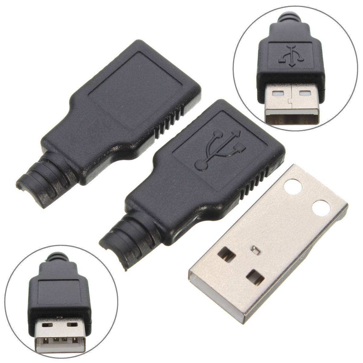 10PCS USB2.0 Type-A Plug 4-pin Male Adapter Connector jack/&Black Plastic Cover