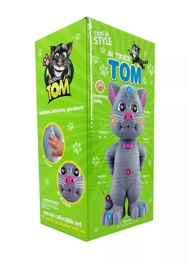 Talking Tom Cat Battery Operated Toy with AI Touch Sensitive and Recording - 22cm. 