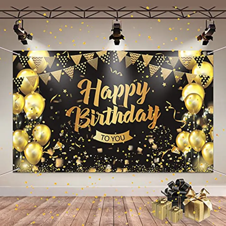 Birthday Decorations, Black Gold Background Birthday Man and Woman Happy  Birthday Banner Poster, Birthday Decoration: Buy Online at Best Prices in  SriLanka 