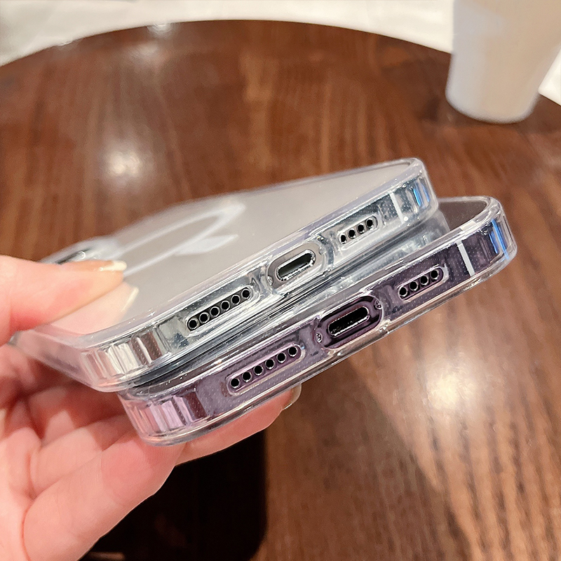 Clear For Magsafe Charge Case For Apple iPhone 16 15 14 13 12 11 Pro Max Plus Mini Magnetic Acrylic Transparent Cover. 