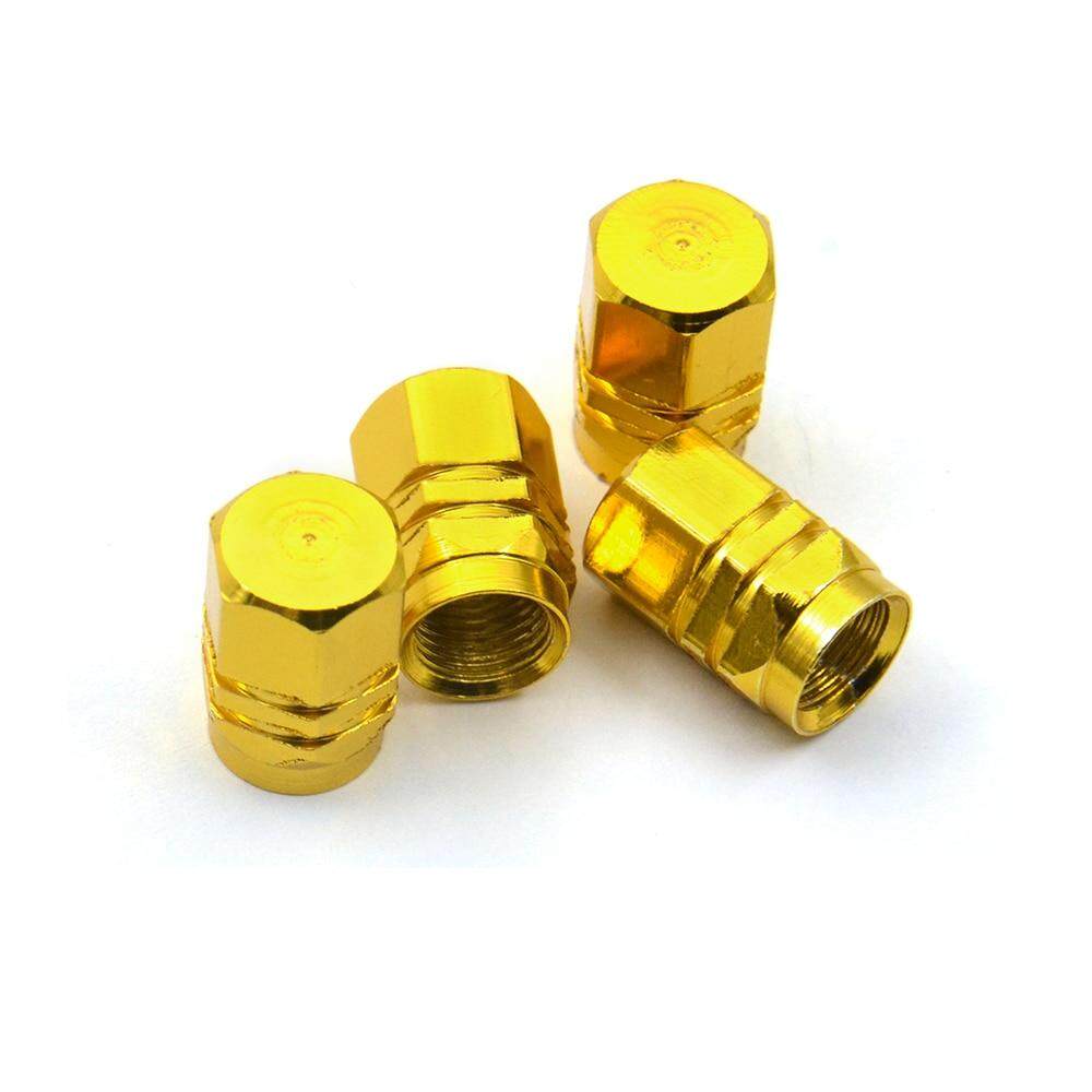 4pcs set of Gold Dust Caps Valve AIR Tire Caps Hexagon Shape Metallic Caps. 