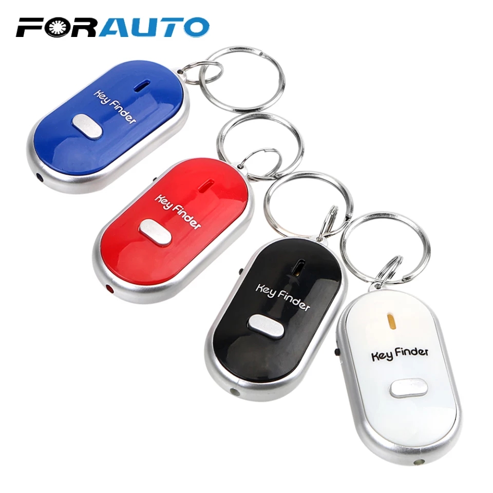 Generic 4 Pc Key Finder Locator Anti Lost Keys Keychain Tracker Whistle  Sound LED Light,White,1