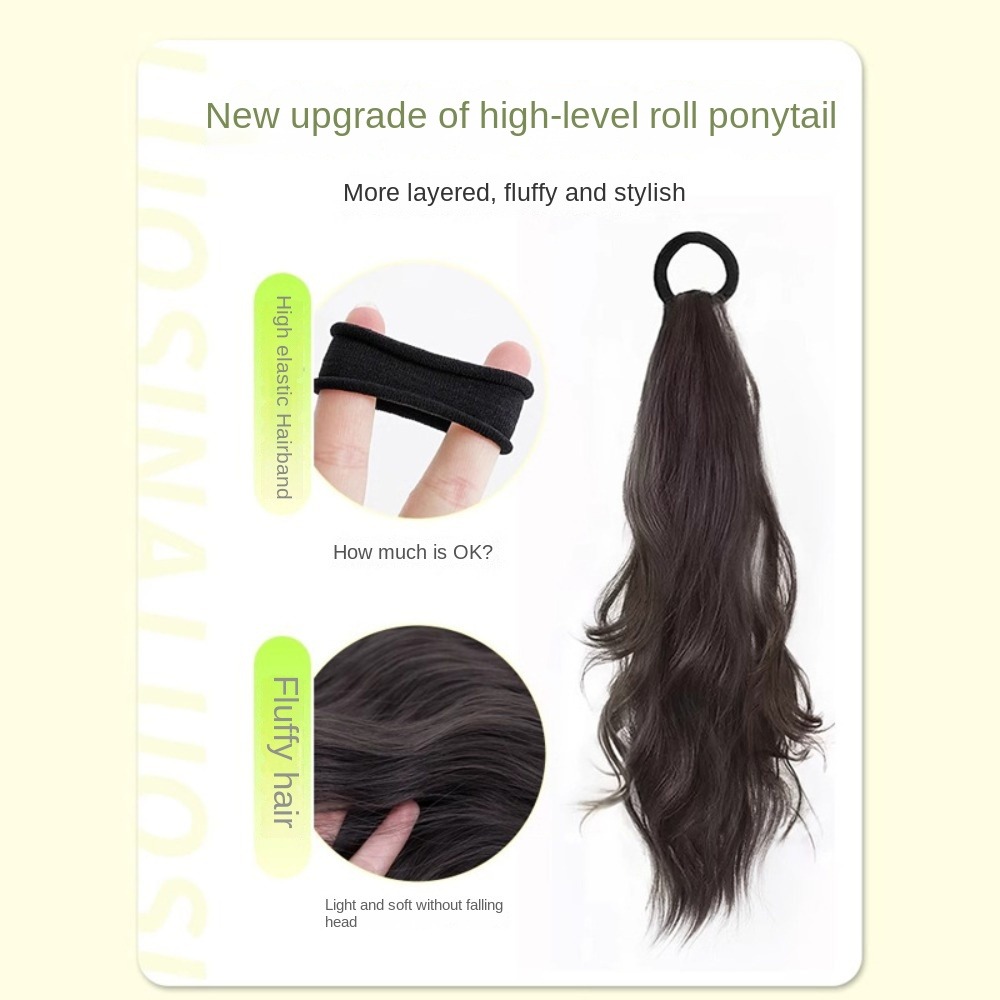 Heat Resistant Ponytail Hairpiece - 50cm Length, Brown/Black Colors. 