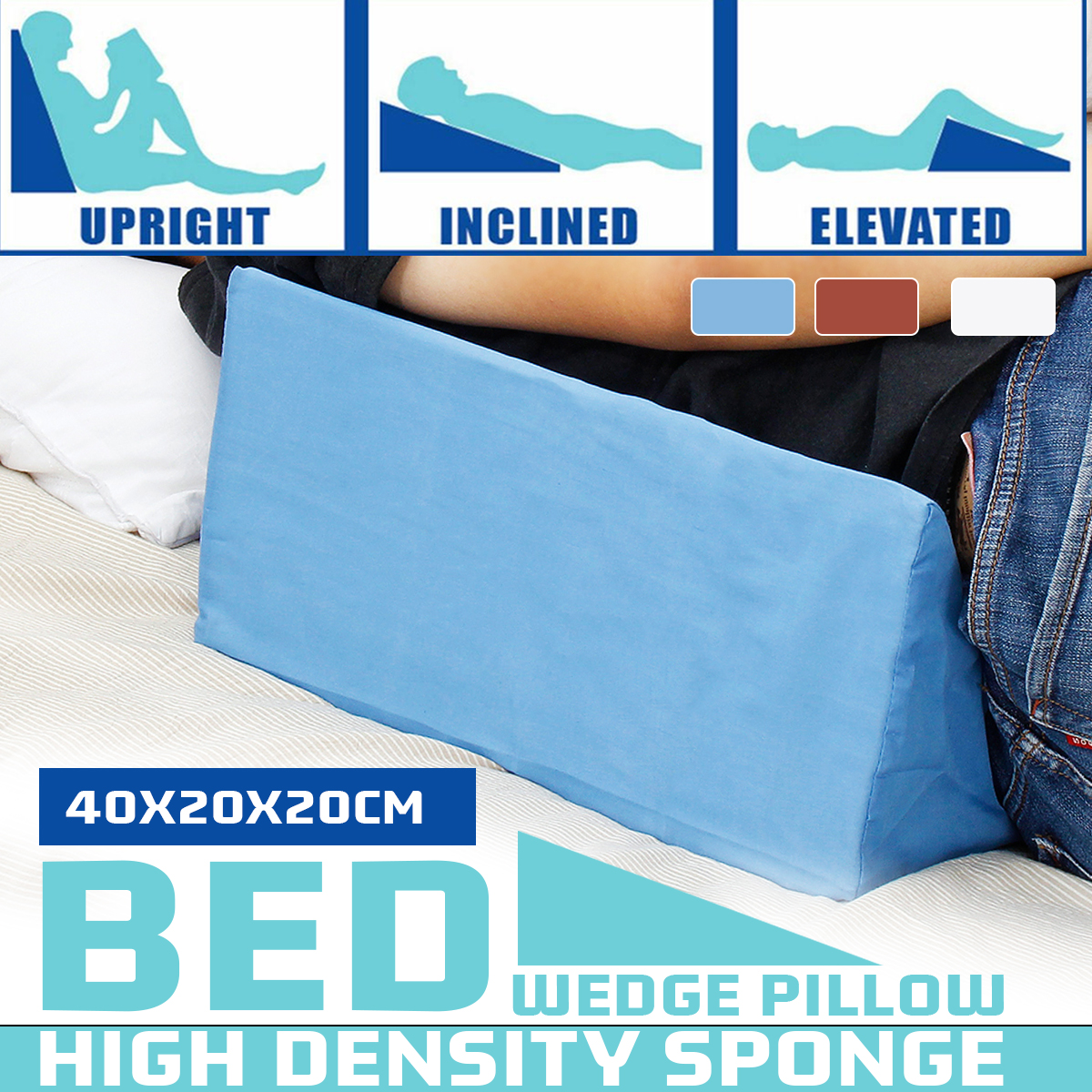 【BestGO】Bed Wedge Pillow Foam Body Positioner Elevate Support Back Neck Pain Leg Rest. 