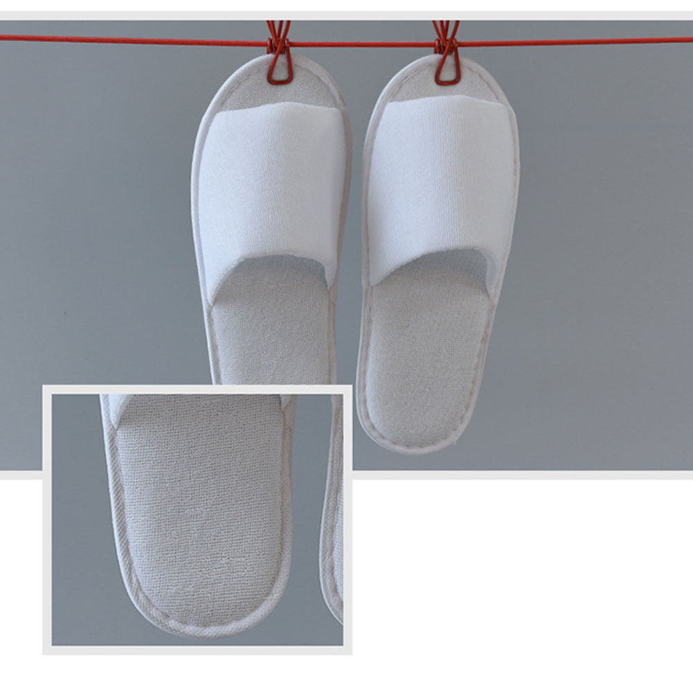 【WEJA】1Pair Hotel Slippers Thickened Disposable Home Guest Indoor Slippers Open Toe Non-slip Couple Travel Slippers. 