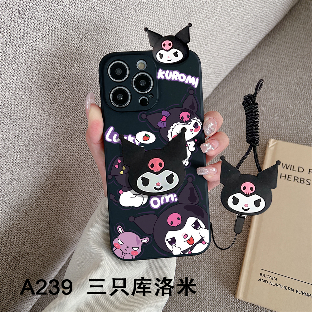 Kuromi Case Realme X X Lite X2 X7 X7 5G X7 Max 5G X7 Pro X7 Pro 5G X50 5G Phone Case Fashion Cartoon Cute Kuromi with Lanyard Stand Holder Soft Silicone Rubber Shock-proof Back Cover