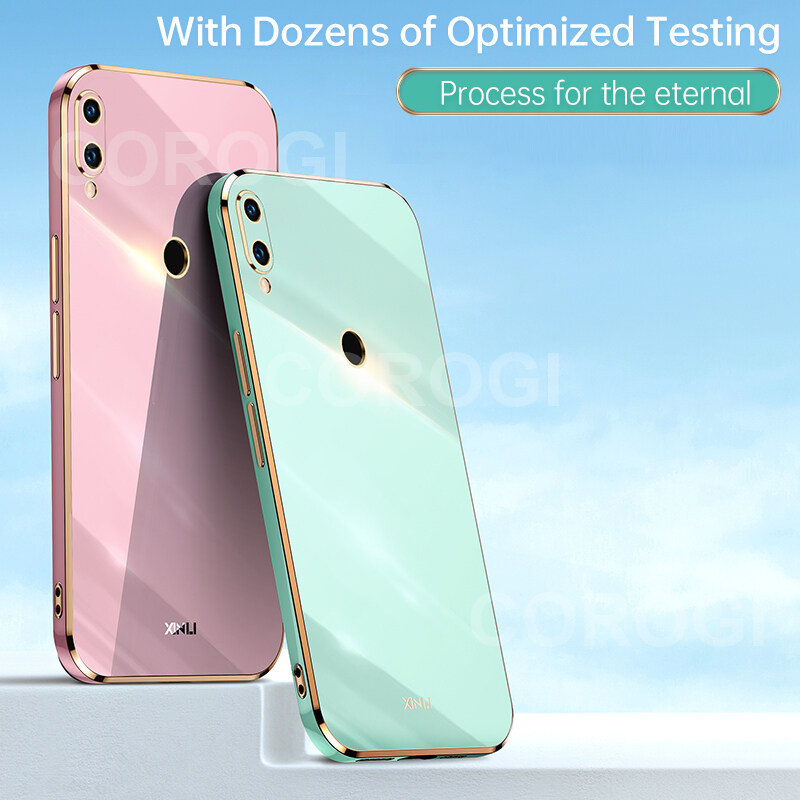 For Huawei Honor 10 Lite Back Cover Luxury 6D Plating Square Frame Shiny Case Camera Lens Protection Soft Silicone Mobile Phone Cases. 