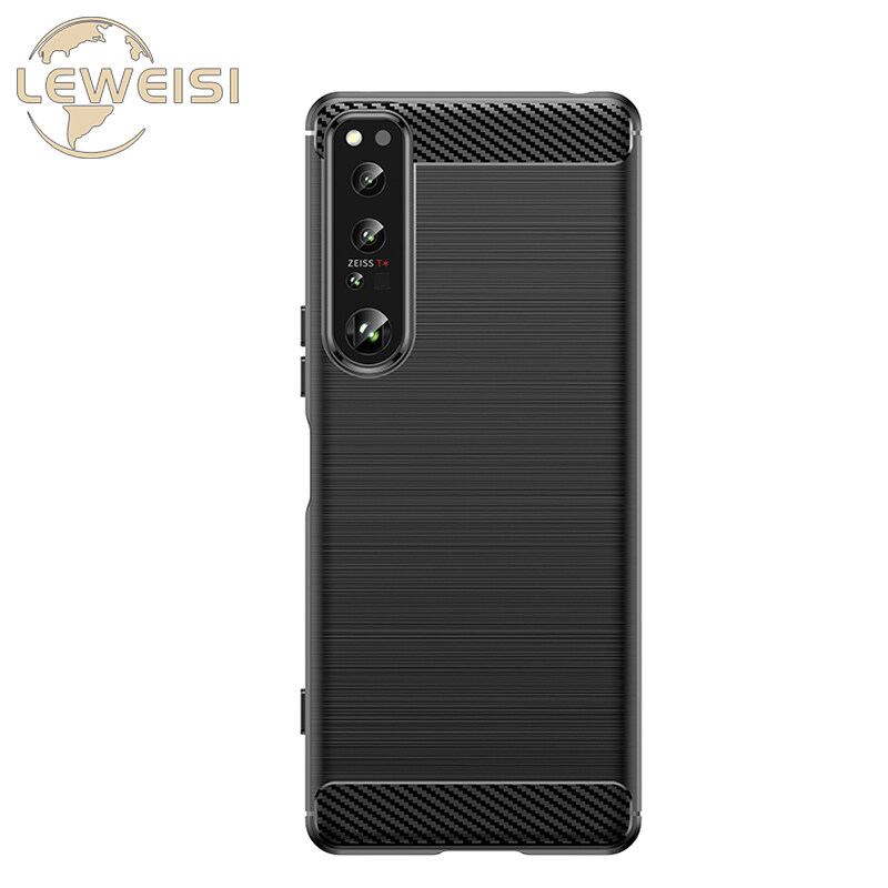 Leweisi Carbon Fiber Bumper Phone Case For Sony Xperia 1 IV Back Cover Coque Shockproof Protective