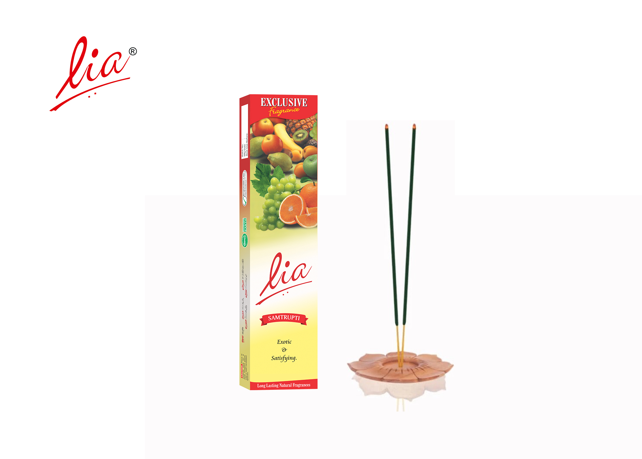 Lia Incense Sticks - Samtrupti / Mixed Fruits - 6 Packets. 