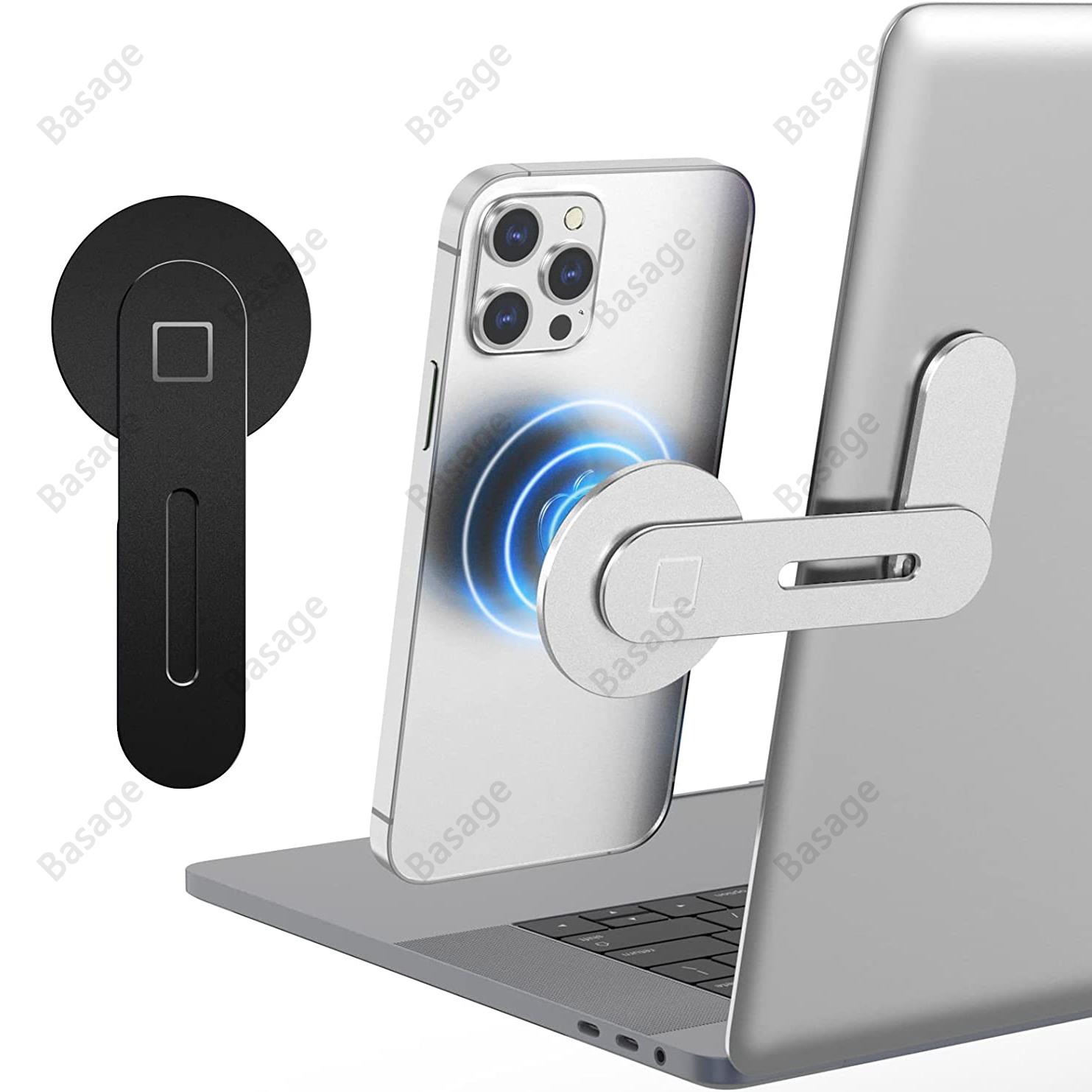 HXSJ Magnetic Phone Holder for Laptop, Adjustable Desktop Monitor Laptop Phone Side Mount,Foldable Computer Monitor Expansion Bracket