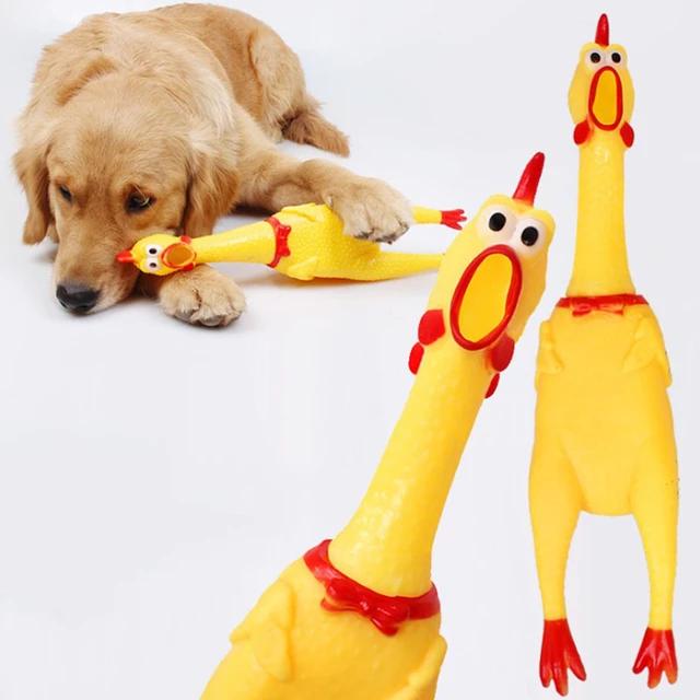 Pets Dog Toys Shrilling Screaming Chicken Squeeze Sound Toy for Dogs Super Durable & Funny Squeaky Yellow Rubber Chicken Dog Chew Toy. 
