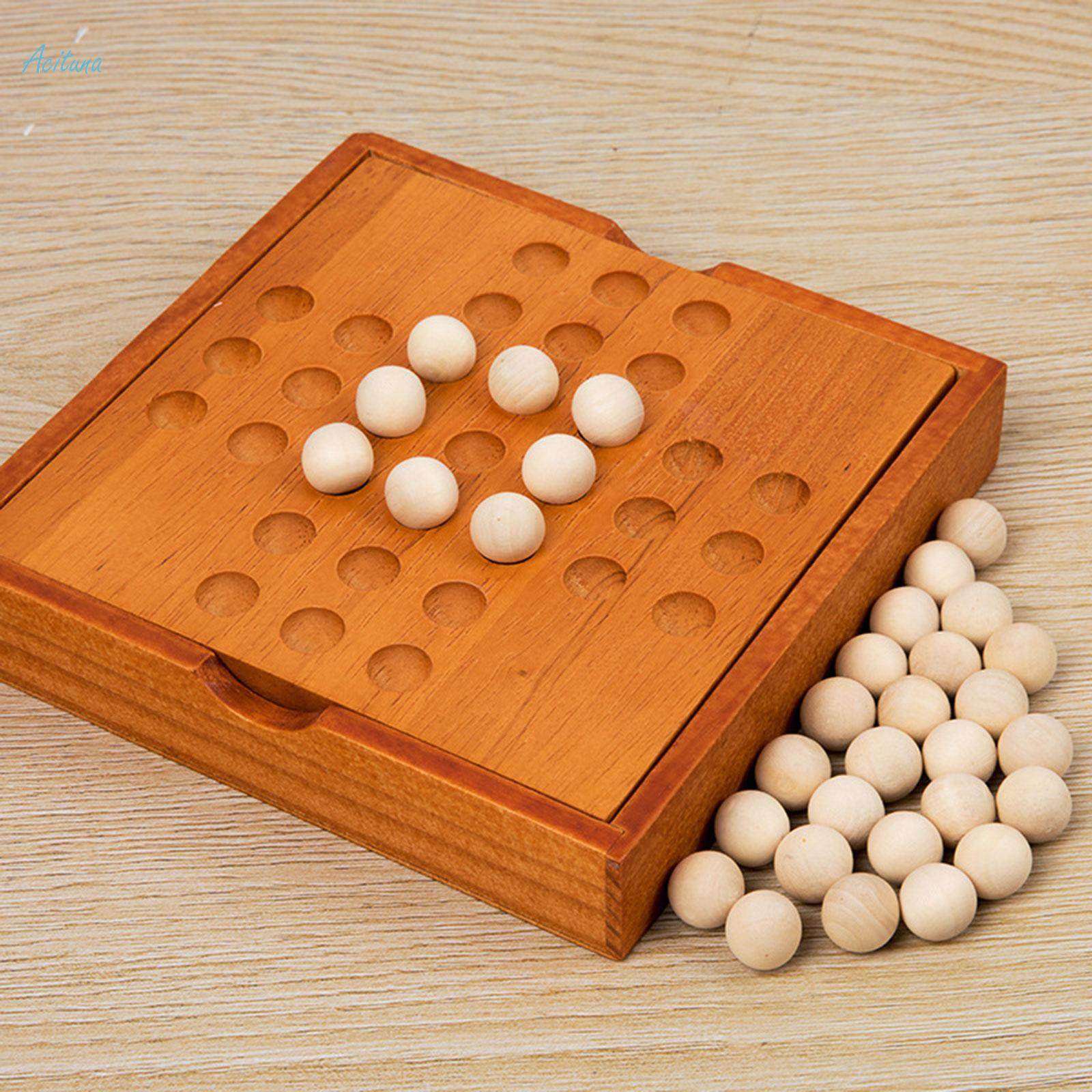 Peg Solitaire Board Game Chess Tabletop Game Marbles Game Board Classical and 33 Marbles