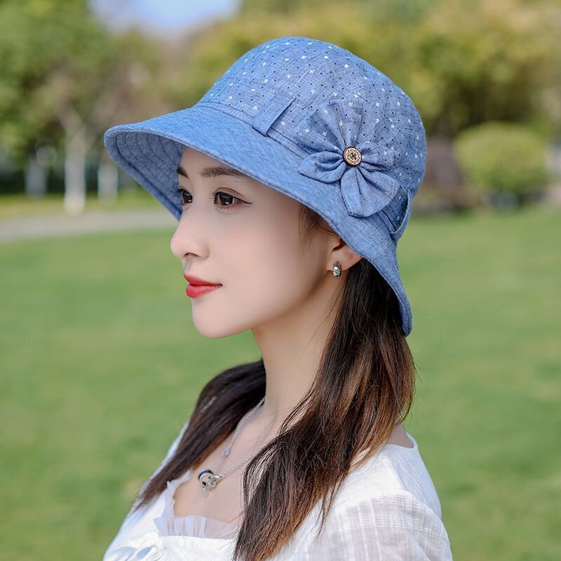Middle-Aged and Elderly Women's Hat Spring Autumn Summer Thin Breathable Sun-Proof Wide Brim Bucket Hat Sun Protection Fashion Sun Hat Mom Style Hat. 