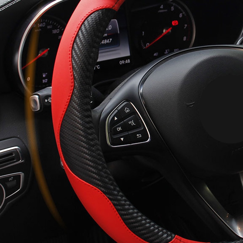 36CM】 Car Steering Wheel Cover Bus Truck For 36 38 40 42 45 47 50 CM Out Diameters Red Microfiber Steering-wheel. 