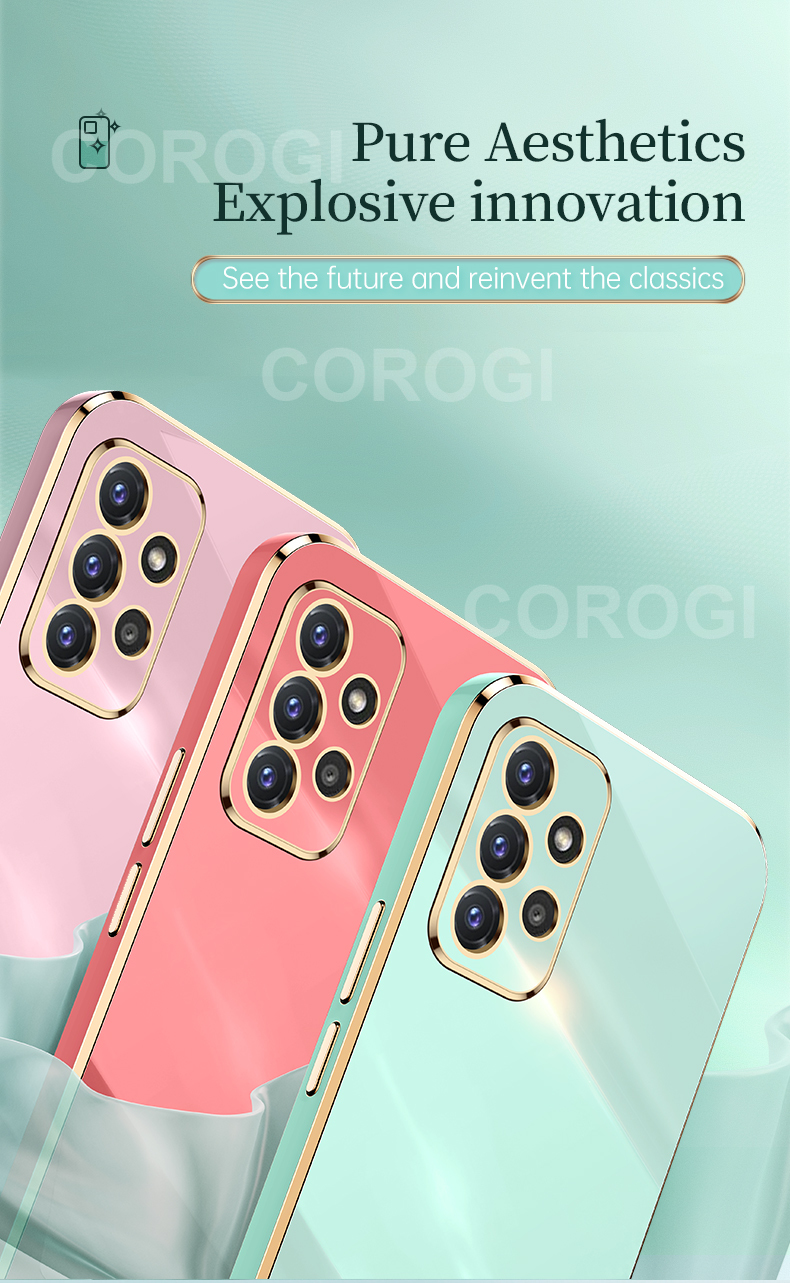 For Samsung Galaxy A32 4G Back Cover Fashion Shiny Plating Square Bumper Camera Protection Case Soft Silicone Shockproof Protective Mobile Phone Cases. 