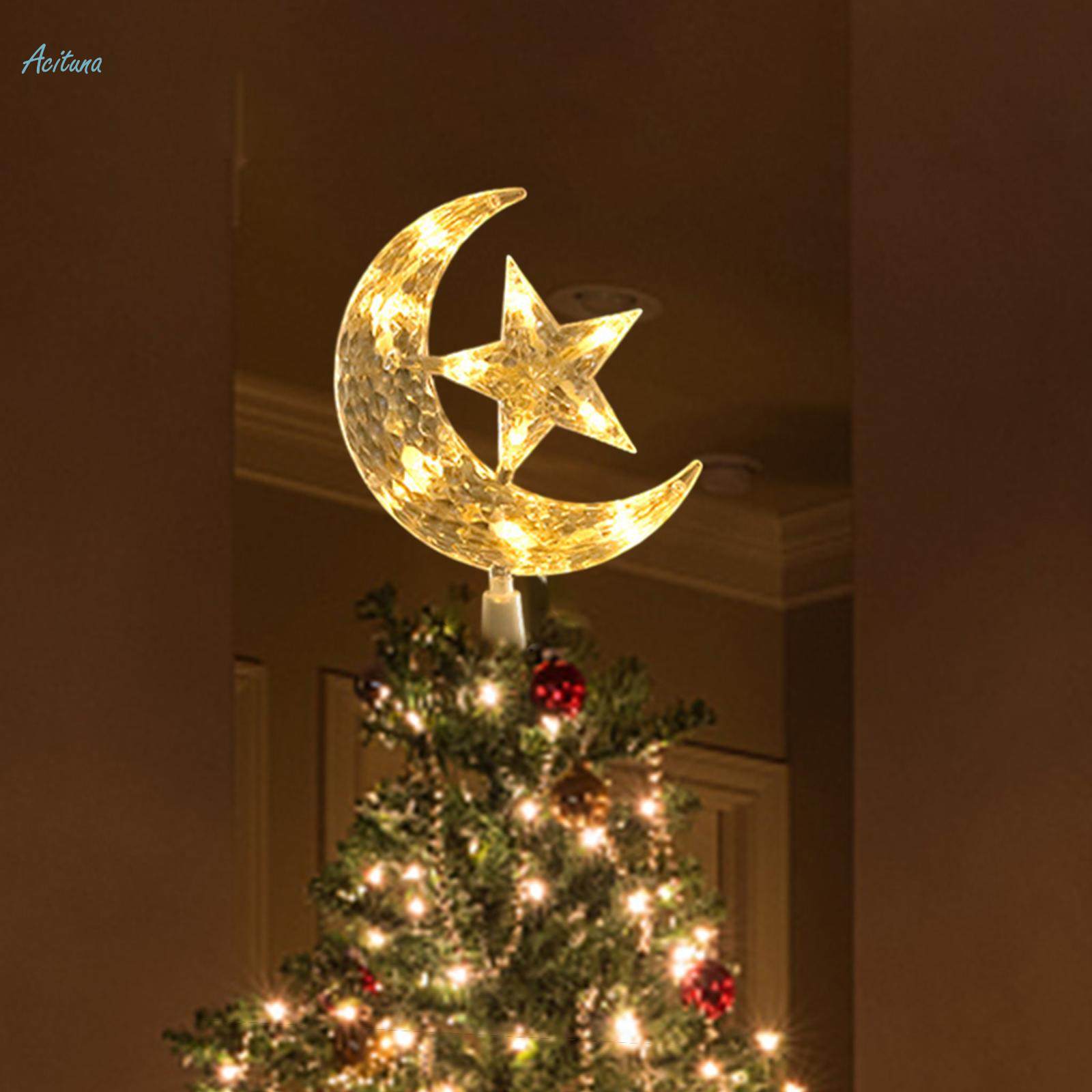 Christmas Tree Toppers Lamp Moon and Star Ornament for Wedding Decoration. 