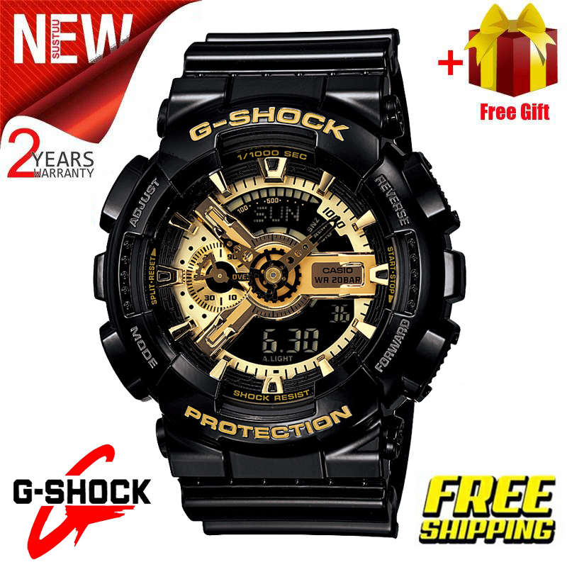 (Ready Stock) G-Shock GA110 Men Watch Sport Watch Dual Time Display Water Resistant Shockproof and Waterproof World Time LED Auto Light Sports Wrist Watches GA-110GB-1A. 
