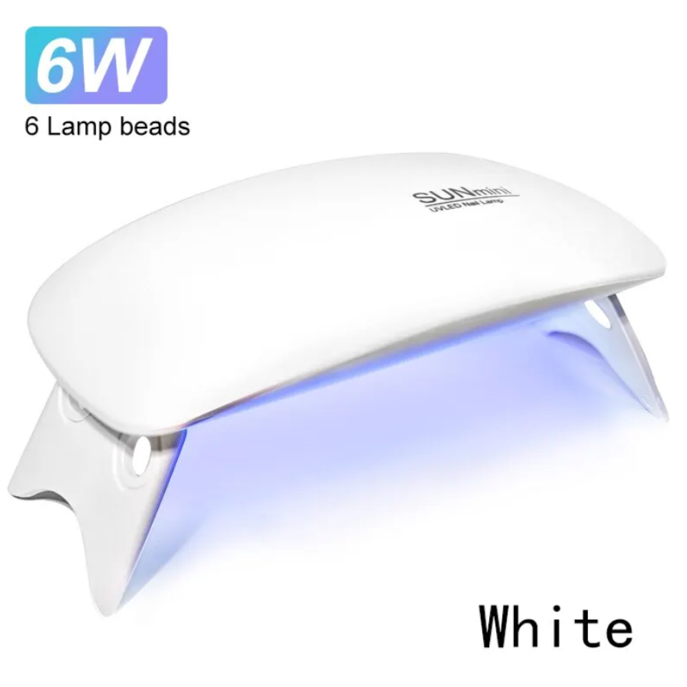 6W Mini Nail Dryer - Portable Machine with 6 LED UV Lights for Manicures. 