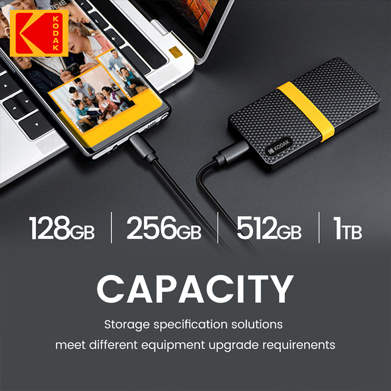Kodak X200 Portable SSD 2TB 1TB USB 3.1 Type C External Drive Hard Disk 512GB 256GB Solid State Drive For PS4 Laptop Macbook PC. 