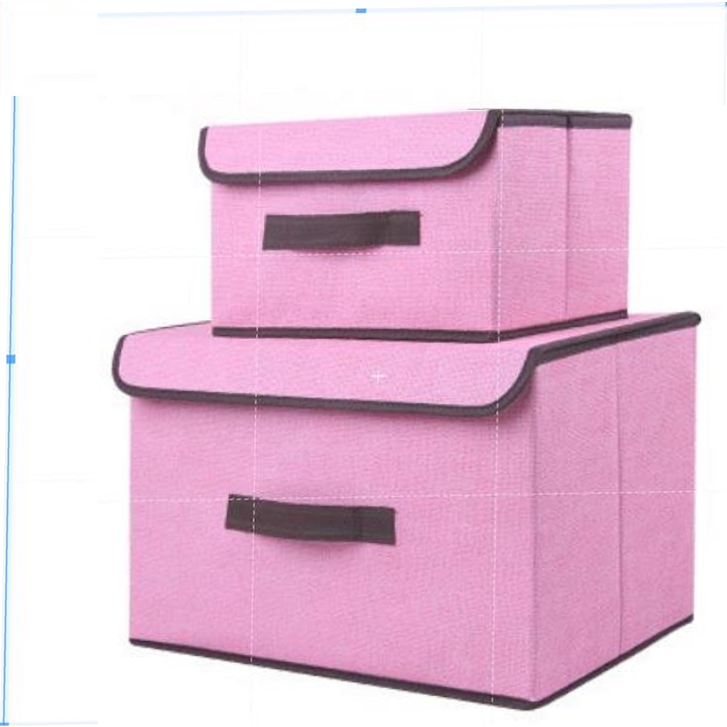 2in1 Plain Color Foldable Storage Box Organizer With Cover set,small Storage Box,big Storage Box. 