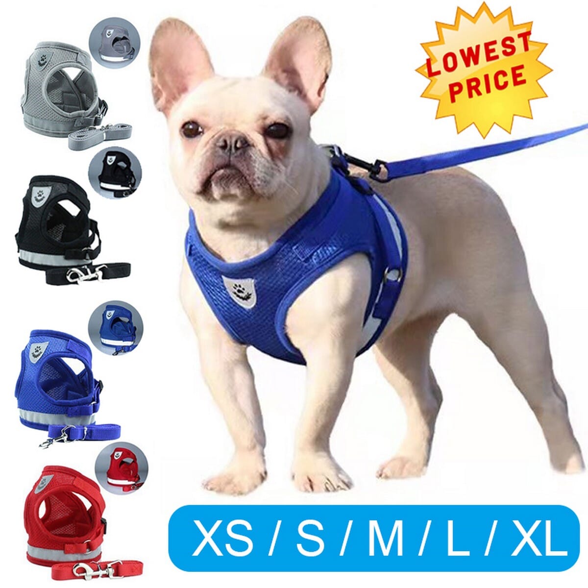 Blue Dog Leads adjustable S M L XL Strap Vest pet supplies dog chest straps HV 