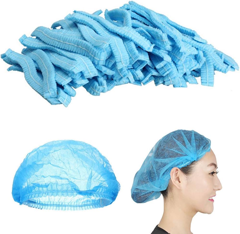 25PcsxDisposable Hair Covers for Nurses, Salons, Food Service - Disposable Surgical Caps/Hair Nets – Lightweight Medical Scrub Hats, Disposable Head Covers, Blue