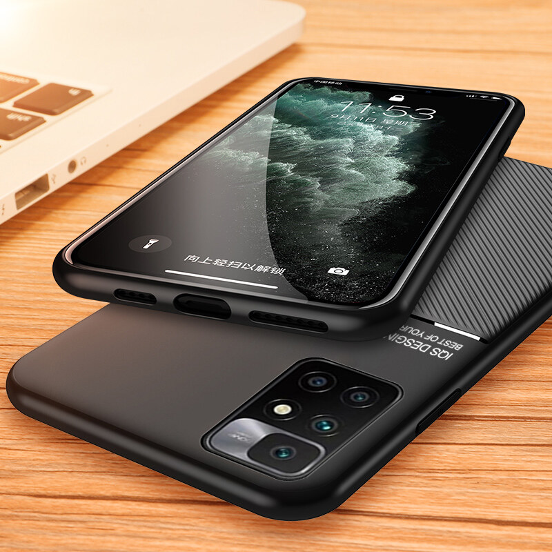 Case For Xiaomi Redmi 10 2022 / Redmi 10 Prime Casing Anti-fall Soft Non-slip Silicone Grain Back Cover. 