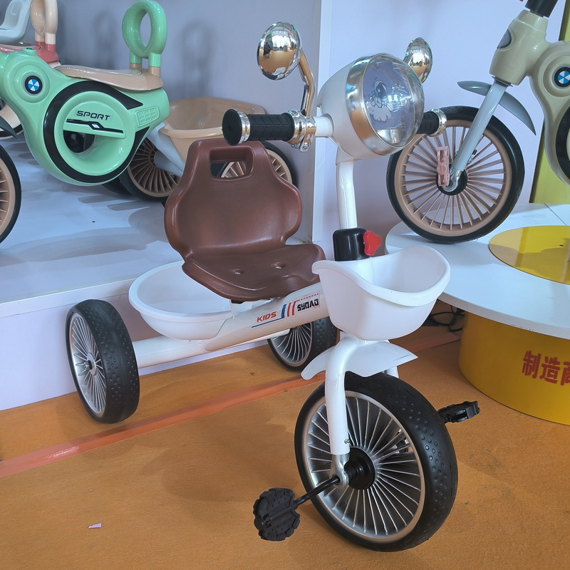 LazyChild 2024 New Creative Children's Pedal Tricycle Bicycle Push Stroller Baby Three-Wheeled Children's Bicycle with Music and Lights Model TS1988 White. 