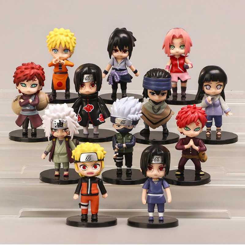 naruto 11 Naruto Q versions, 6 full sets of doll ornaments, Akatsuki organization Naruto, Sasuke, Hinata, Sakura model toys Action Figures