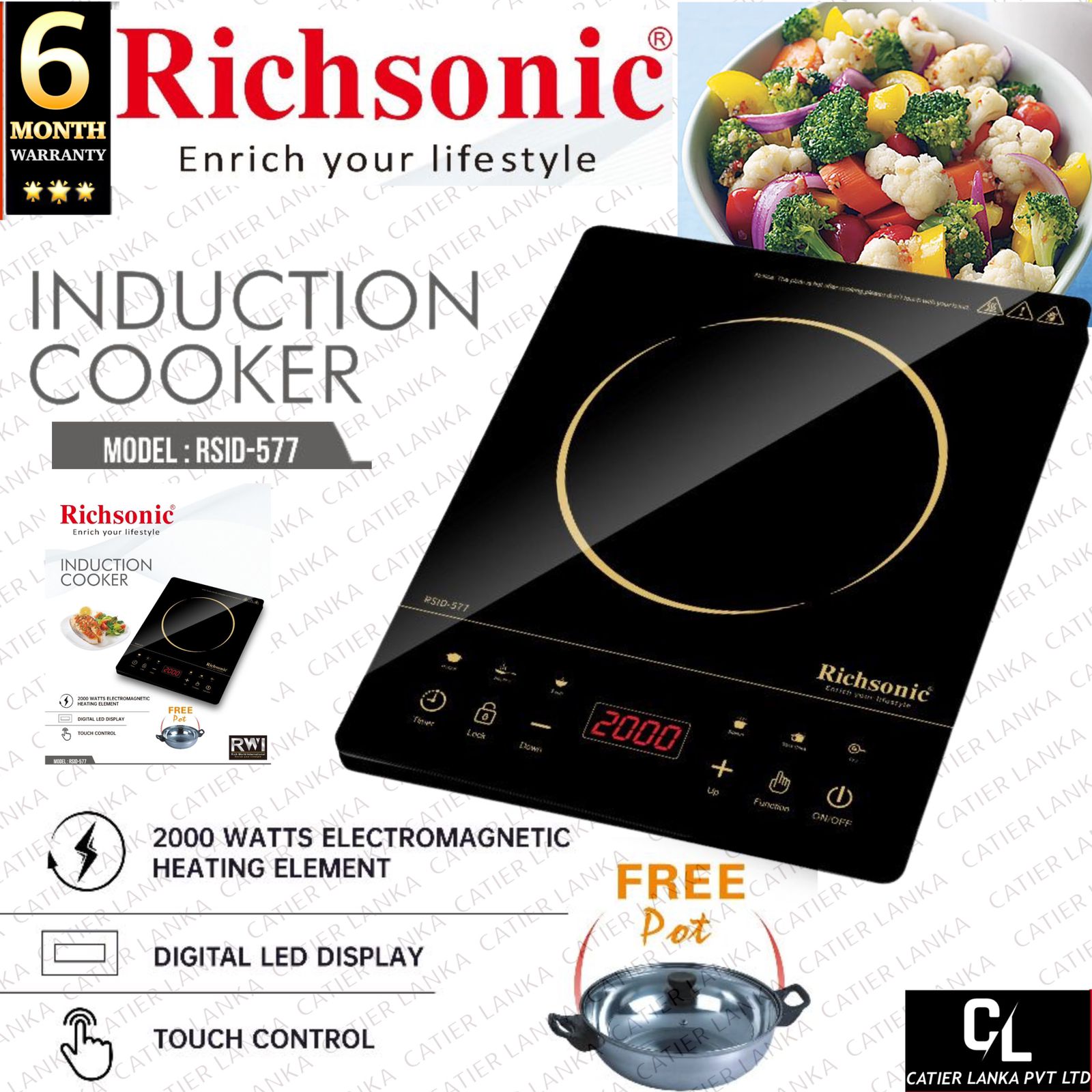 Richsonic RHID-577 High-Quality Induction Cooker 200W (1Year Warranty). 