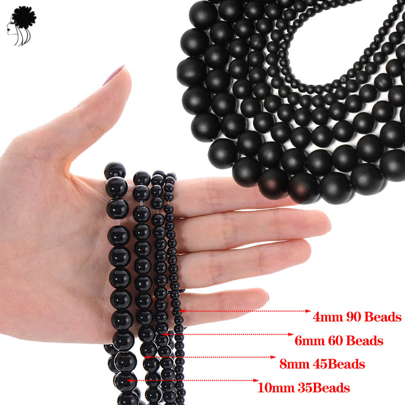 Matte Black Beads Loose Glass Stone Beads -Dull Polish Beads -for Men Women Bracelet Jewelry Making 4/6/8/10mm