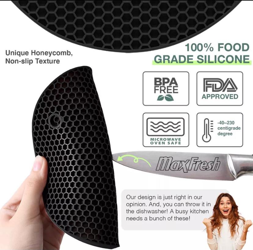 Silicone Round Heat Resistant Mat/Non-slip Pot Holder/Table Place Mat/Mat Preventing Spilling. 