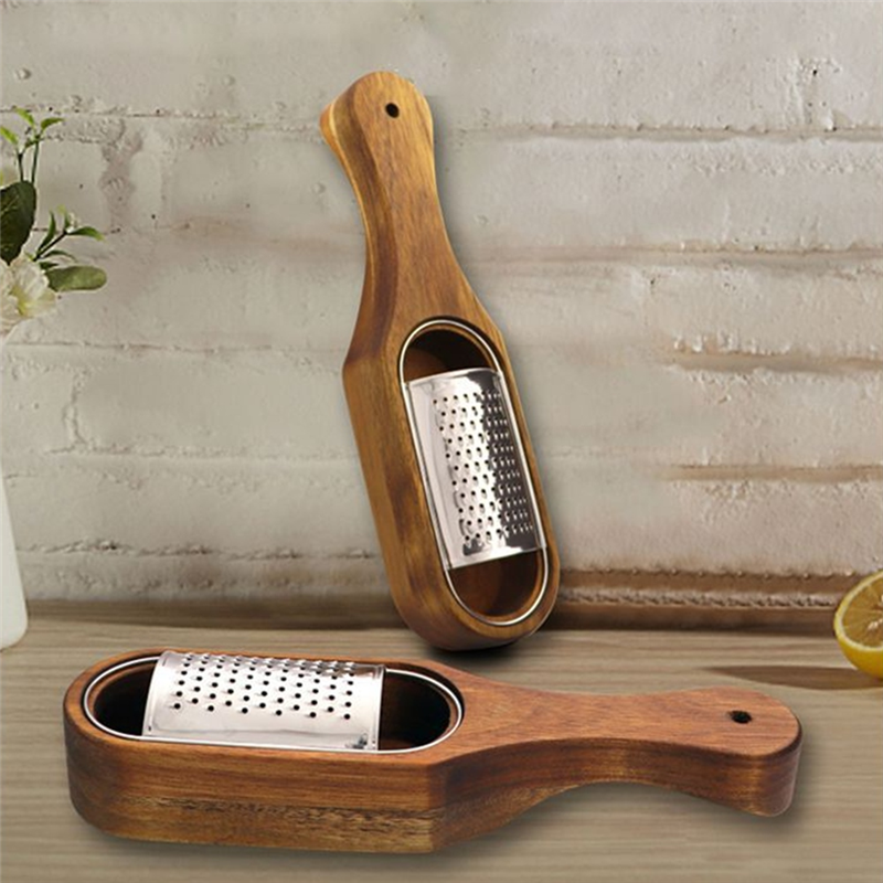 Wooden Cheese Grater Rustic Brown Cheese Shredder with Handle, for Cheese Lemon Chocolate. 