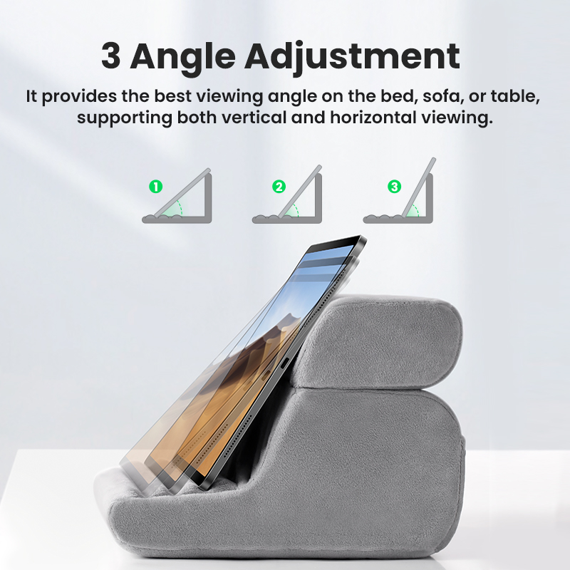 UGREEN Tablet Pillow Stand for Lap Soft Tablet Stand Holder Bed with 3 Viewing Angles Adjustable