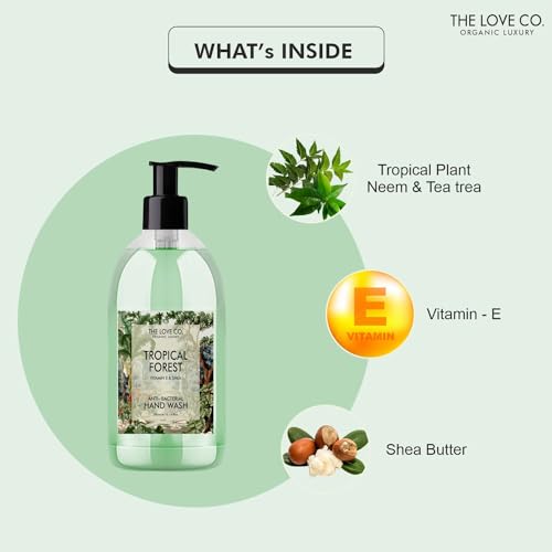 The Love Co. Tropical Forest Hand Wash | Enriched with Moisturizing and Gentle Hand Wash for Soft, Supple Skin | pH Balanced | Germ Protection | 300ml(FROM INDIA)JEZ. 
