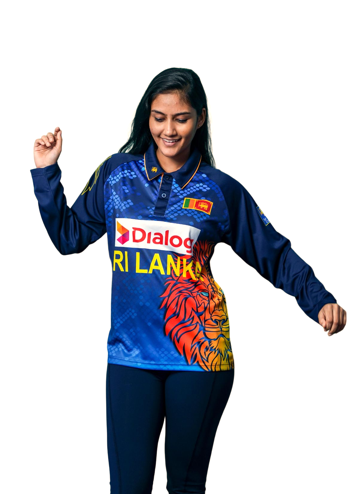 New Dialog Men's/Women's Sports Sri Lanka Cricket L/S Fan T-Shirt With  Collar (Dry Fit)
