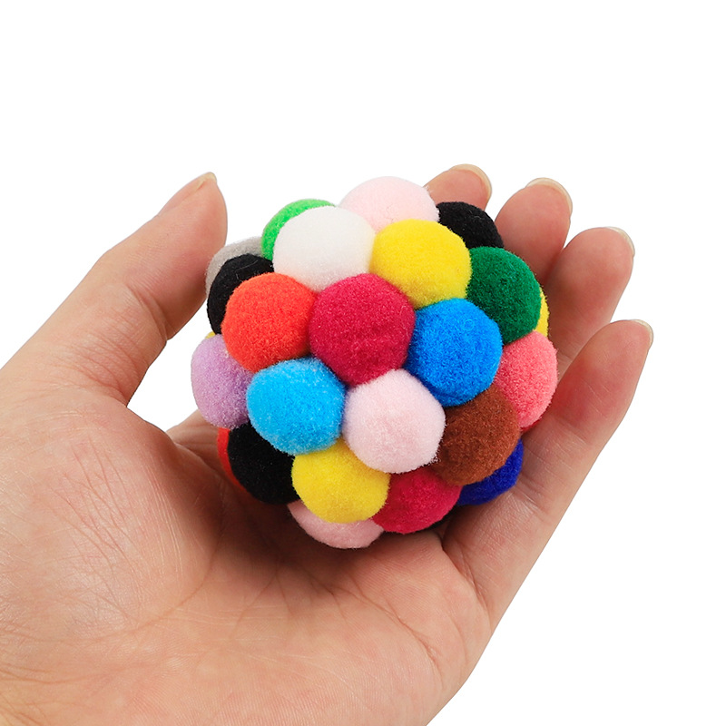 Cat Toy Balls with Bells Wool Multicolor Balls Soft and Light Interactive Toys Interactive Cat Toy for Kitty Cat Kitten Pets. 