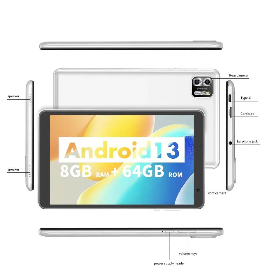 PRITOM 8 Inch Android 13, 8GB(4+4 Expand) RAM 64GB ROM,5000MAH Battery,Dual Camera, WiFi Tablet. 