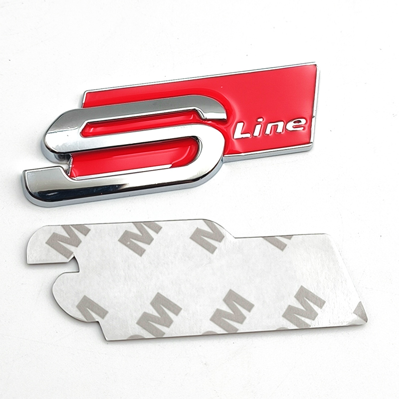 3D Big Metal Black Sline Logo S Line Emblem Car Badge For Audi A1 A3 A4 A5 A6 Q2 Q5 Q7 Q3 S3 S4 S6 TT S Line Sticker Accrssorie. 