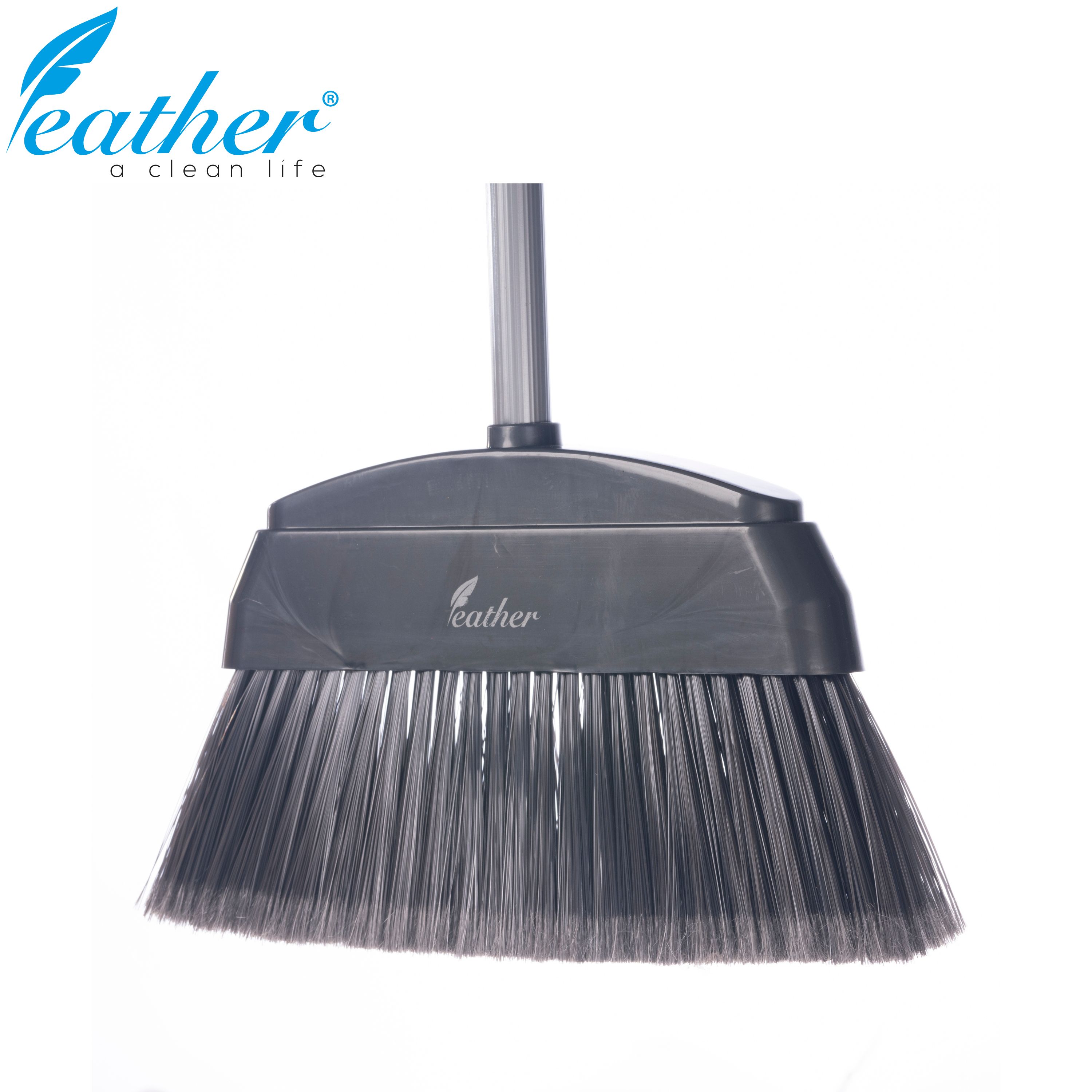 INDOOR BROOM MONARA WITH 120CM PLASTIC COATED METAL HANDLE - FEATHER BRAND. 