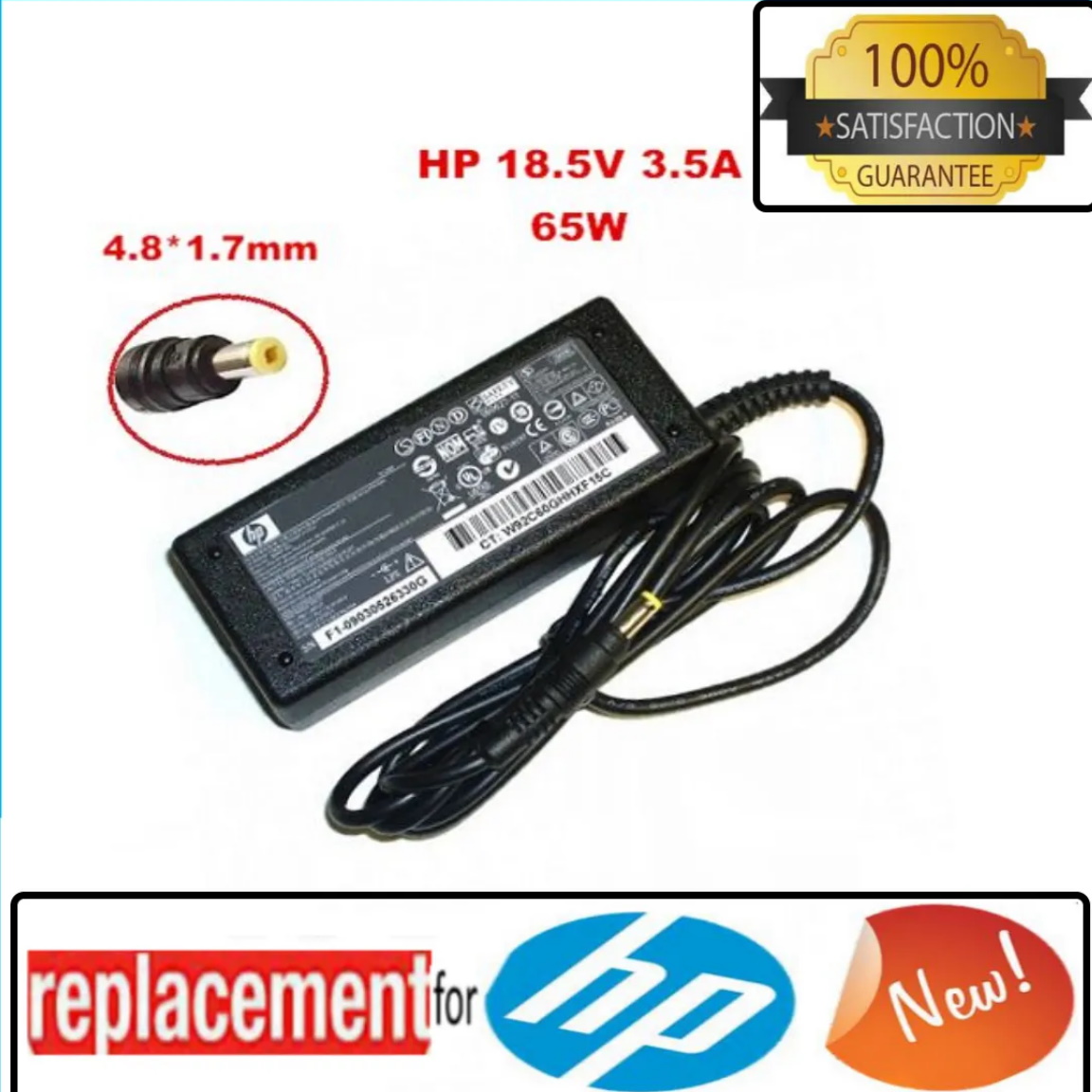 Laptop Charger/ Laptop Power Adapter HP ( Origina l Power Adapter 18.5V 3.5A 4.8*1.7mm 65W for HP Compaq 6720s 500 510 520 530 540 550 620 625 G3000