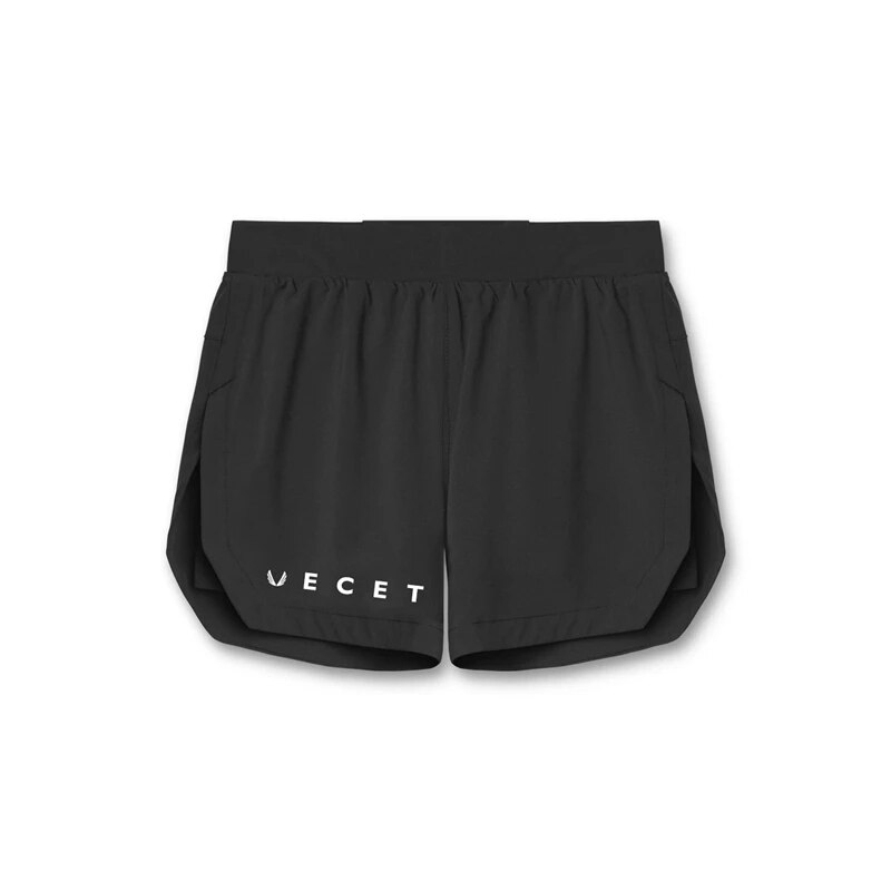New Summer Men's Shorts 2-In-1 Double-Layer Shorts Quick-Drying Breathable Stretch Fitness Pants Jogger Gym Running Shorts. 