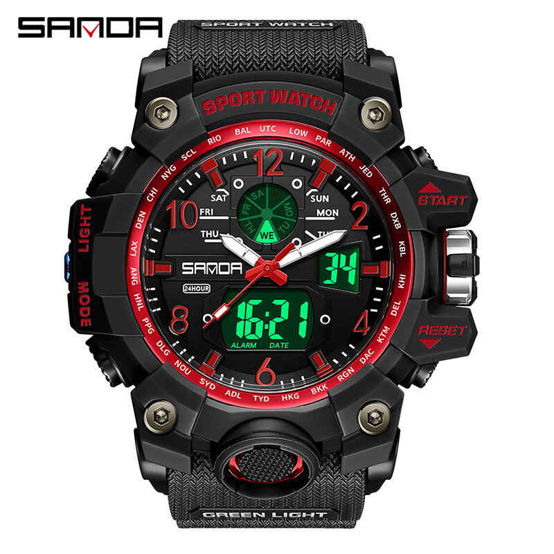 【Miga Plaza】 Sports Brand Fashion Watch Men LED Digital Quartz Watch Men Top Luxury Multi-Function Analog Digital Watch Waterproof Watch. 