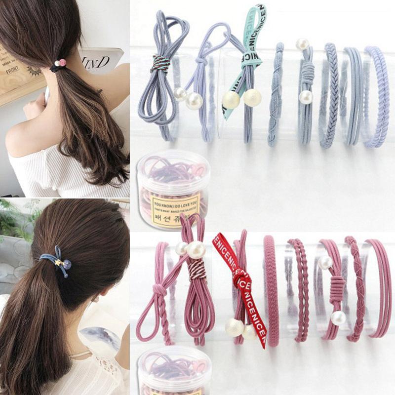 8pcs 10pcs Stretch Hair Ties Bands Rope Ponytail Holders Headband